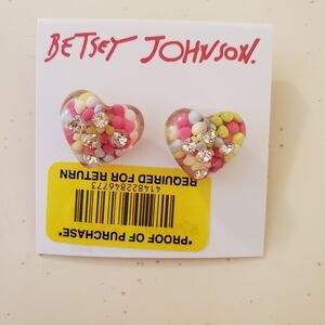 Betsey Johnson Multicolor Heart Earrings